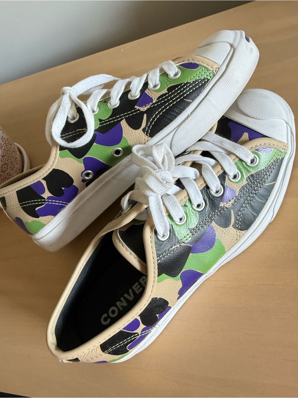 Converse Jack Purcell Low Candied Ginger Camo Sneakers Purple Green Leather 7 - Picture 5 of 15